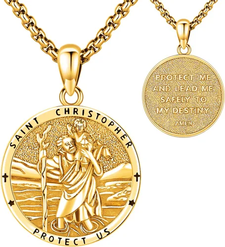 Miniatura 187 de Eusense Saint Necklace Sterling Silver 925 Protection Jewelry for Men Women Patron St Medals Amulet Pendant