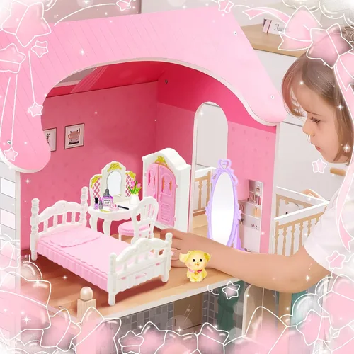 Miniatura 6 de Juego de muebles en miniatura de 92 piezas, accesorios de mini muebles de plástico para dormitorio, sala de estar, baño, cocina, kit de casa pequeña