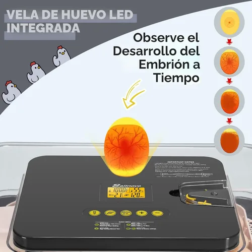 Miniatura 6 de Sailnovo Incubadora de 56 huevos para incubar huevos con giro automático de huevos y humidificación automática, control de temperatura, ovoscopio