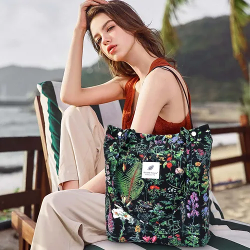 Miniatura 53 de Ayieyill - Bolsa de pana para mujer y niña, con correa de lona para colgar al hombro, bolsa con bolsillo