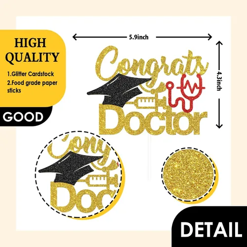 Miniatura 2 de Decoración para tartas de felicitaciones doctor, graduado de doctor, felicitaciones, dentista, escuela secundaria, senior, maestría, decoración