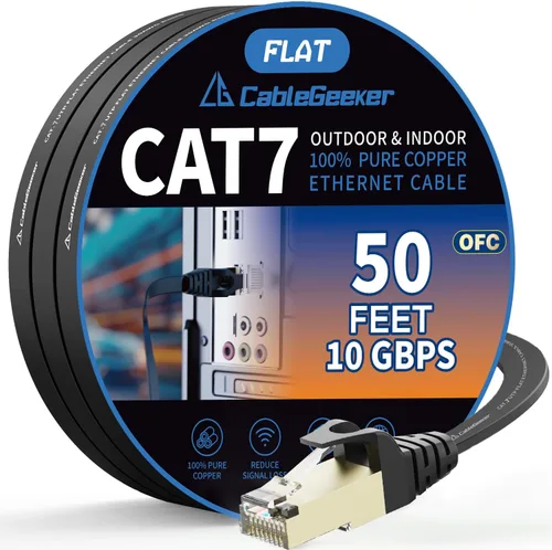 Miniatura 9 de Cable blindado Cat 7 para conexión de Ethernet (cable de la más alta velocidad), plano, tiene un conector RJ45 a prueba de enganche, para módem