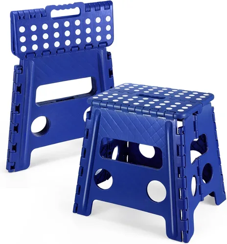 Miniatura 9 de Dyforce Taburete plegable de 16 pulgadas, capacidad de 400 libras, taburete plegable de plástico resistente para adultos, taburete con asa, fácil