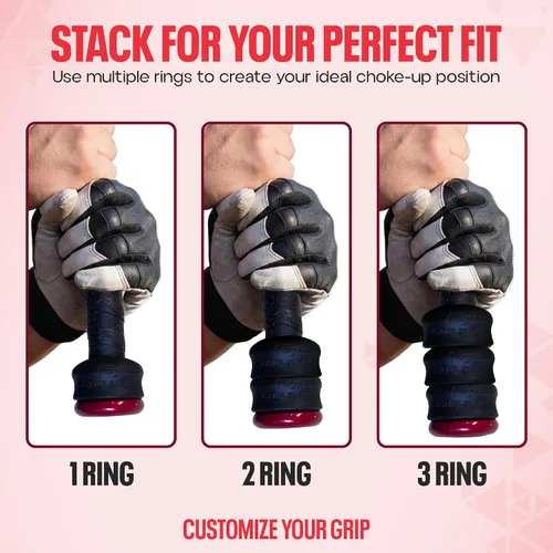 Miniatura 4 de Anillo de estrangulamiento de Grip-N-Rip para bate de béisbol/sóftbol con empuñadura de botón y apilable para un ajuste personalizado y comodidad