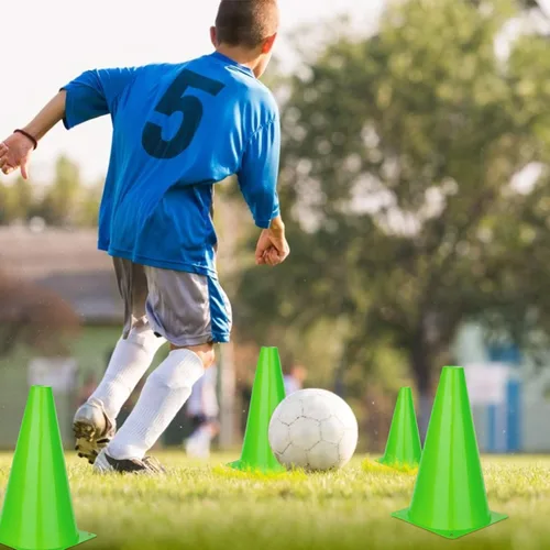 Miniatura 6 de Conos deportivos de 9 pulgadas, paquete de 15 conos de fútbol naranjas, marcadores de campo de agilidad, conos de tráfico de plástico