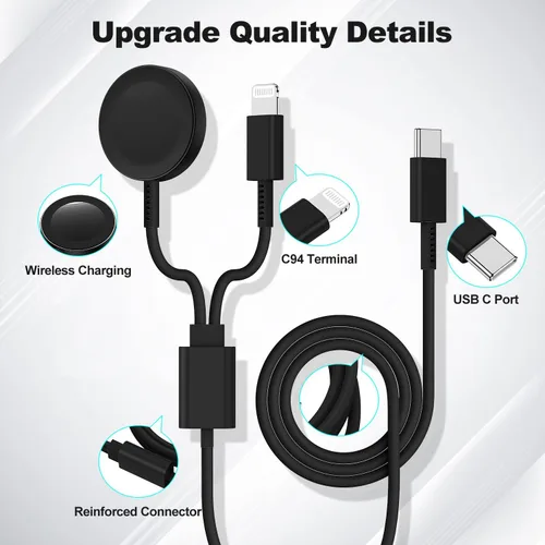 Miniatura 3 de Cable de carga USB C mejorado para Apple Watch, [certificado Apple MFi], cable de carga magnético para iWatch de 6 pies, cable de carga tipo C 2