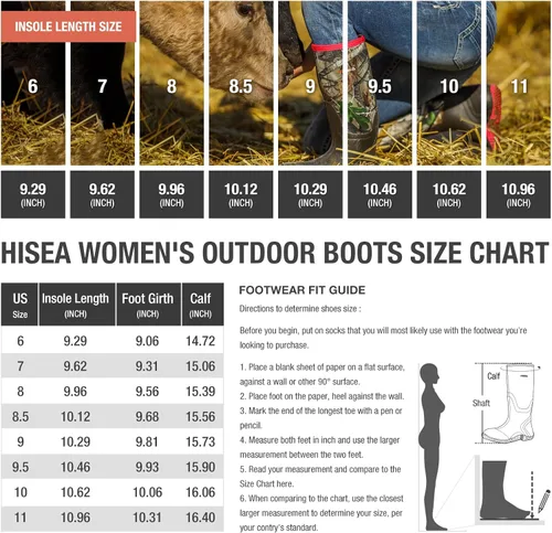 Miniatura 2 de Hisea - Botas de caza impermeables con aislamiento de media pantorrilla para mujer