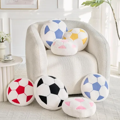 Miniatura 5 de Almohada de béisbol, almohada con forma de béisbol de 12 pulgadas, cojín de asiento con piel sintética de conejo, almohada redonda para decoración