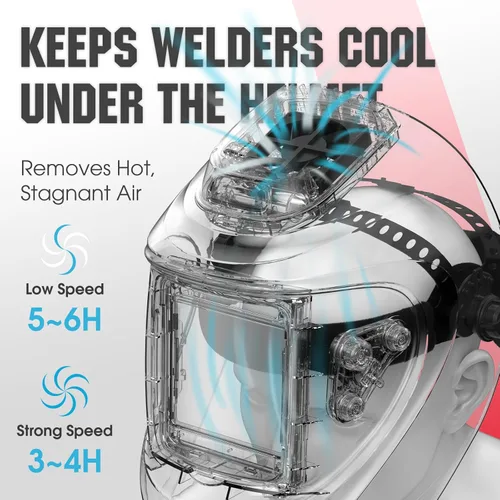 Miniatura 2 de YESWELDER Casco de Soldadura con Oscurecimiento Automático con Ventilador Recargable y Luz, Vista Grande de 3.93"X3.66" 1/1/1/1 Color Verdadero 4