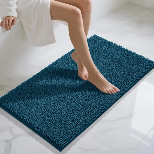Miniatura 78 de Yimobra Alfombras lavables para baño, alfombra de baño de chenilla súper suave y absorbente para piso y alfombra, alfombra antideslizante de secado
