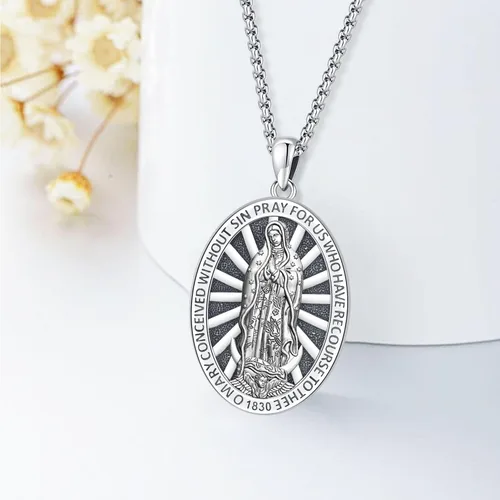 Miniatura 281 de Odinstone Collar de plata de ley 925 con medalla de San Miguel/San Cristóbal/San Benito/Crucifijo de Jesús/San Uriel/Arcángel Rafael para hombres