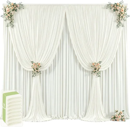 Miniatura 45 de 20 pies x 12 pies Cortinas de Telón de Fondo Azul Bebé Sin Arrugas para Bodas y Fiestas, Telón de Fondo de Tela Azul, Cortinas para Bodas