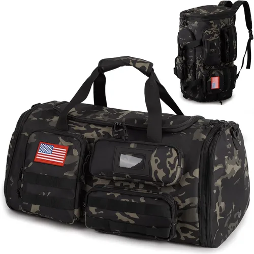 Bolsa de gimnasio expandible para hombres, táctica grande 3 en 1, bolsa deportiva con compartimento para zapatos, resistente al agua, bolsa de mano