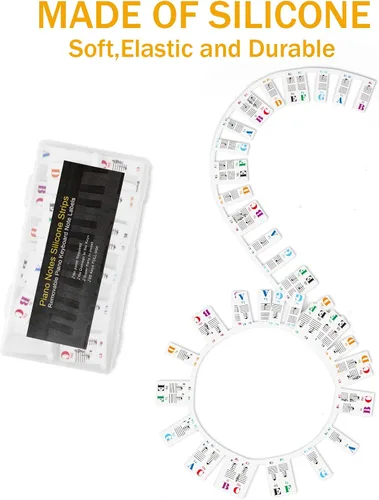Miniatura 3 de Etiquetas Removibles para Notas de Teclado de Piano, Calcomanías de Teclado de Piano para Principiantes, Guía de Notas de Piano de Silicona