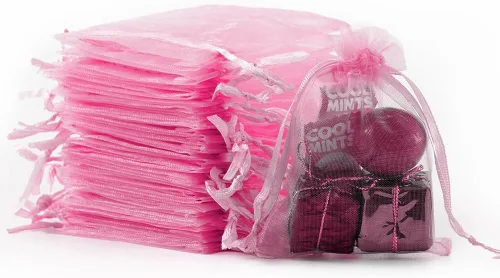 Miniatura 14 de Meowoo 100 bolsas de organza, bolsas de malla pequeñas de 3 x 4 pulgadas con cordón, bolsas de regalo de malla con cordón para joyas, dulces