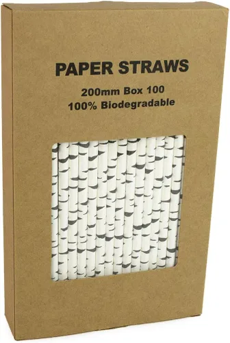 Miniatura 6 de Paquete de 100 pajitas de papel biodegradable de corteza de abedul para cumpleaños, bodas, baby showers, ciberfestividades, celebraciones y fiestas
