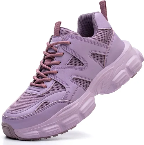 Zapatos de seguridad para mujer y hombre, con puntera de acero, ligeros, transpirables, morados, negros, zapatos de trabajo, zapatos industriales de