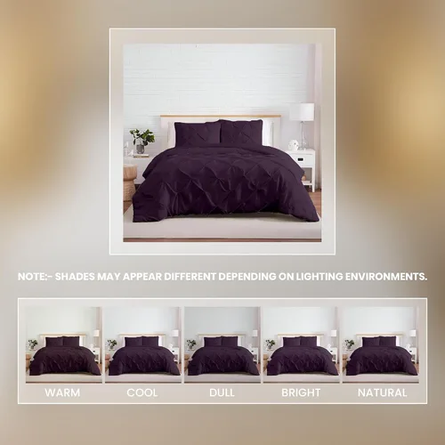 Miniatura 21 de Kotton Culture 1 Pc Twin/Twin XL Size Pinch Pleated - Pintuck Duvet Cover Only - 100% Egyptian Cotton Sateen -1000 TC Luxury Comforter Cover-Zipper