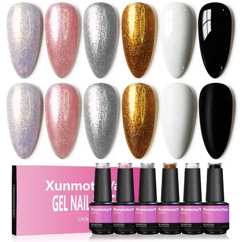 Miniatura 8 de Juego de esmaltes de uñas de gel, 6 colores, color rosa nude, kit de esmalte de uñas LED UV, kit de uñas Minicure para bricolaje, arte de uñas