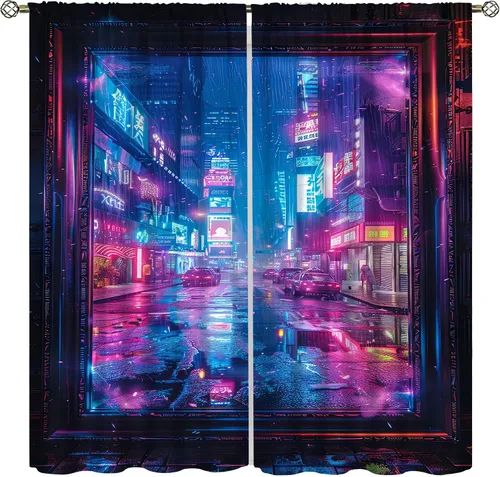 Miniatura 16 de Cortinas de juego Cool Space Galaxy Game Controller Tech Circuit Board Cosmic Rod Pocket Tratamientos de ventana para niños, dormitorio, habitación