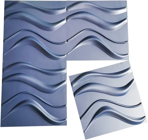 Miniatura 7 de Art3d - Panel de pared ondulado, azul, 19.7 x 19.7 pulgadas (paquete de 12)