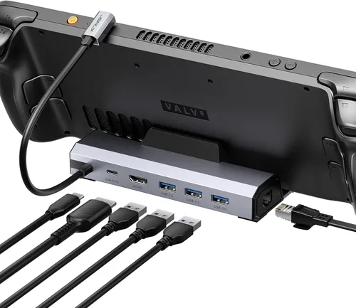 JSAUX Estación de acoplamiento mejorada 4K@120Hz para Steam Deck OLED/ROG Ally X/Legion Go (S)/MSi Claw, estación de acoplamiento Steam Deck 6-en-1