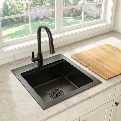 Miniatura 16 de Fregadero de cocina dorado, fregadero de cocina empotrado de 27 x 18 pulgadas, fregadero de acero inoxidable calibre 16 Oro