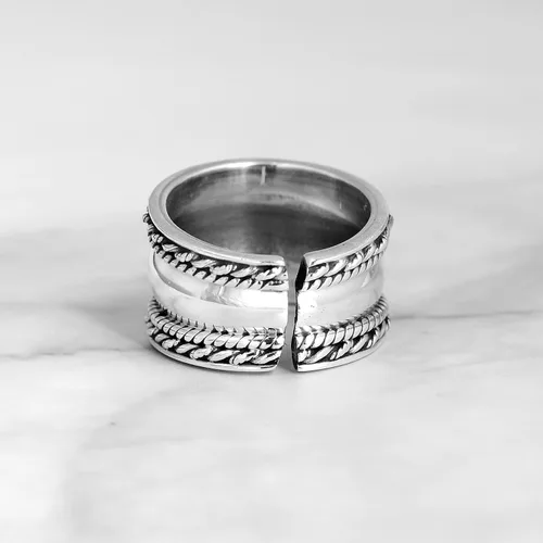 Miniatura 8 de Boho-Magic Anillos bohemios de plata de ley 925 para mujer, anillo de pulgar de banda ancha, ajustable, Metal
