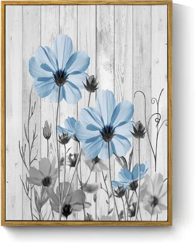 Miniatura 12 de MEUNEAR Lienzo decorativo de pared con flores silvestres rosas y grises para sala de estar, pintura abstracta de plantas rústicas para dormitorio