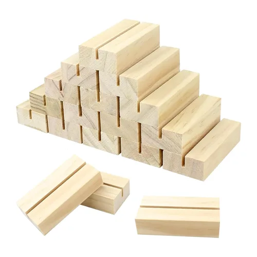 15 soportes de madera para tarjetas de lugar de madera, soportes de números de mesa de madera, soporte para fotos, soportes acrílicos para