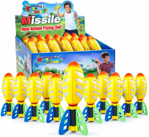Liberty Imports Paquete de 12 balones de fútbol de espuma voladora con cola, aviadores deportivos de bolsillo, juguetes para niños, actividades al