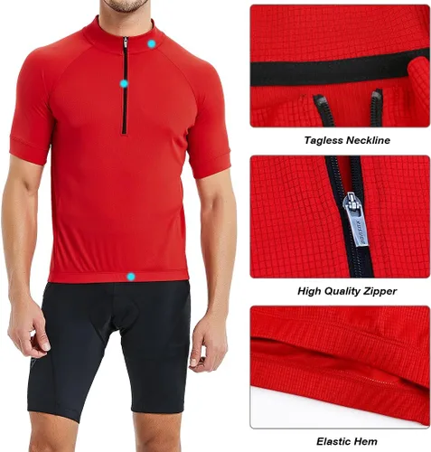 Miniatura 2 de CATENA Camiseta de ciclismo para hombre, manga corta, para correr, absorbe la humedad, camiseta deportiva para entrenamiento