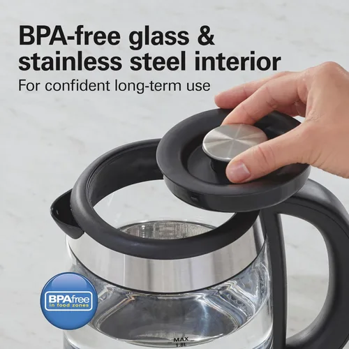 Miniatura 5 de Hamilton Beach Electric Tea Kettle, Water Boiler & Heater, 1 Liter, 1500 Watts for Fast Boiling, BPA Free, Cordless Serving, Auto-Shutoff & Boil-Dry