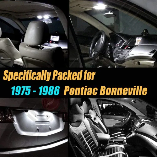 Miniatura 2 de Paquete de 8 bombillas LED para interior de automóvil, color blanco superblanco, 6000 K, compatible con Pontiac Bonneville 1975-1986