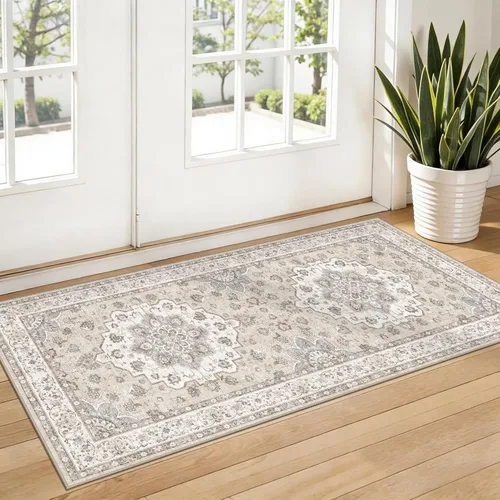 Miniatura 15 de Alfombra lavable de 2 x 3 pies para entrada: alfombras vintage con respaldo antideslizante para cocina, baño, alfombra resistente al agua