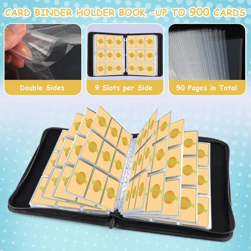 Miniatura 4 de Carpeta de Tarjetas de Fútbol Americano con Fundas, Carpeta de Tarjetas Coleccionables de 900 Bolsillos, Carpeta Porta Tarjetas de 9 Bolsillos Álbum