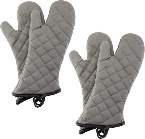 Miniatura 11 de Manoplas para horno ignífugas resistentes al calor hasta 425 °F 15 pulgadas, color negro, paquete de 2