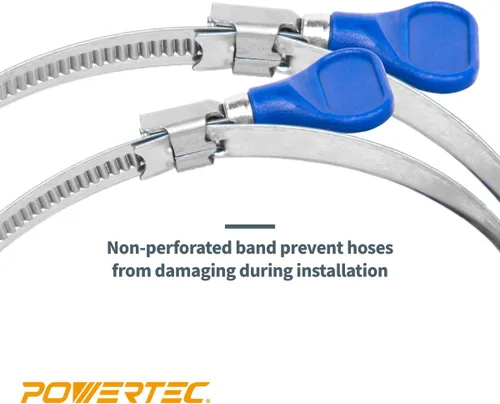 Miniatura 3 de POWERTEC 70127 Abrazadera de manguera de llave de 2-1/2 pulgadas, abrazaderas de manguera de acero inoxidable ajustables para colector de polvo