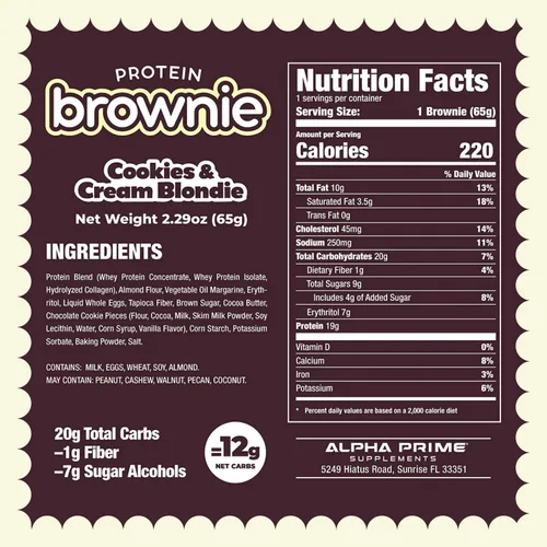 Miniatura 2 de Prime Bites Brownie con alto contenido de proteínas (12 por caja, Birthday Cake Blondie) – 0.49 onzas de proteína, 0.19 onzas de colágeno, sin