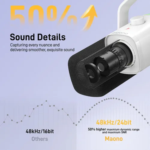 Miniatura 3 de MAONO Kit de micrófono XLR/USB para juegos: micrófono dinámico para PC para transmisión y podcast, soporte de software, botón de silencio, control