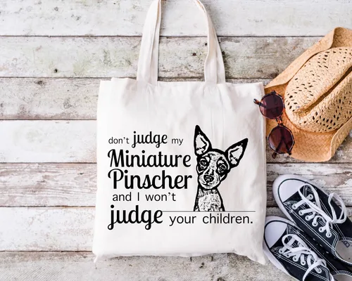 Miniatura 4 de Pet Studio Art Bolso tote Don't Judge My Dog Pinscher miniatura