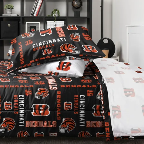 Miniatura 4 de FOCO Juego de ropa de cama unisex para adultos con logotipo del equipo de la NFL, sábanas y fundas de almohada, juego de ropa de cama de 5 piezas