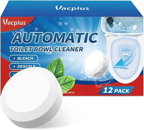 Vacplus Limpiadores de Taza de Inodoro – PAQUETE DE 12, Limpiador de Inodoro Doméstico, Limpiadores Automáticos de Taza de Inodoro con Lejía,