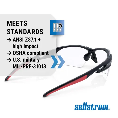 Miniatura 6 de Sellstrom Gafas de seguridad XP450, antivaho y 99% UV, alto impacto, antideslizante, protección ocular para hombres y mujeres, para usos