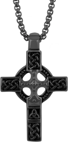 Cross Pendant for Car Rear View Mirror Decor Prayer Hanging Ornament Stainless Steel Celtic Knot Cross Necklace Adult Men Christian Gift