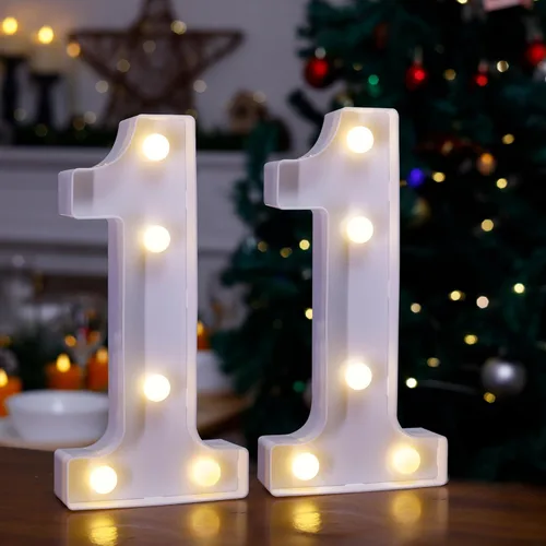 Miniatura 8 de Letras iluminadas para decoración de feliz cumpleaños, números LED alimentados por batería, letrero de número de marquesina para fiesta