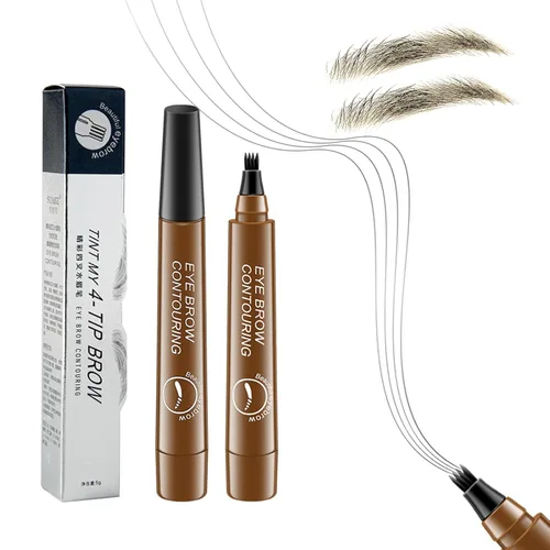 Miniatura 10 de Lápiz de contorno de cejas, lápiz de cejas de microblading impermeable con aplicador de punta de micro tenedor de 4 puntas, lápices líquidos