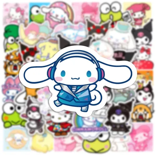 Miniatura 2 de JXJMYU 50 calcomanías Kawaii Sanrio Kuromi Melody Cinnamoroll para monopatín, maletero, laptop, botellas de agua para automóvil, adolescentes, niños