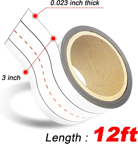 Miniatura 3 de Tiras magnéticas cortables de 3 pulgadas x 12 pies, tiras magnéticas para profesores, rollo de cinta magnética blanca para aula, oficina, hogar