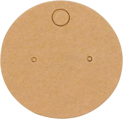 Miniatura 4 de Shapenty 1.6 in de diámetro pequeño y redondo de papel kraft en blanco para oreja, pendientes de tarjetas de visualización, etiqueta de precio
